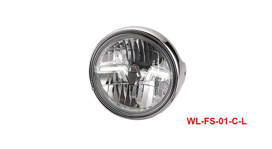 Phare LED rond 180mm pour moto FULL LED avec feux de jour - Noir