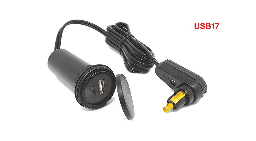 BMW R1200R (2005-2014) Câble de sacoche de réservoir USB Twin (USB-A & USB-C)