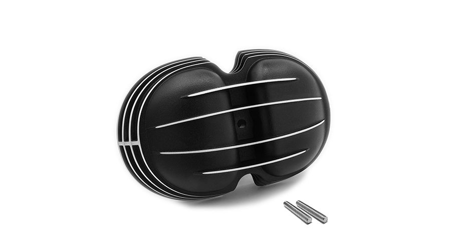 BMW R 80 Model Couvre-culasse, noir avec nervures et bords polis, 4 nervures