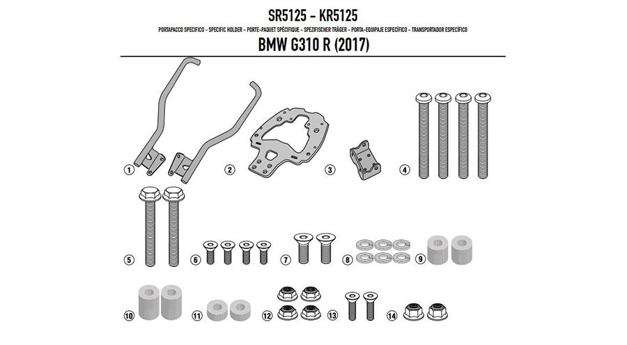 BMW G 310 R Montage de la valise