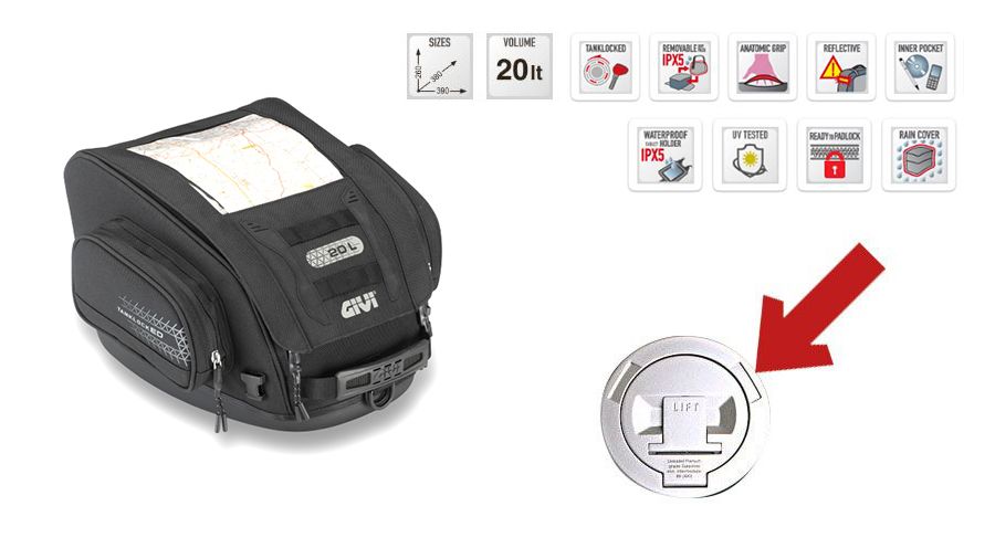 Sacoche de réservoir givi tanklock 20l cheap