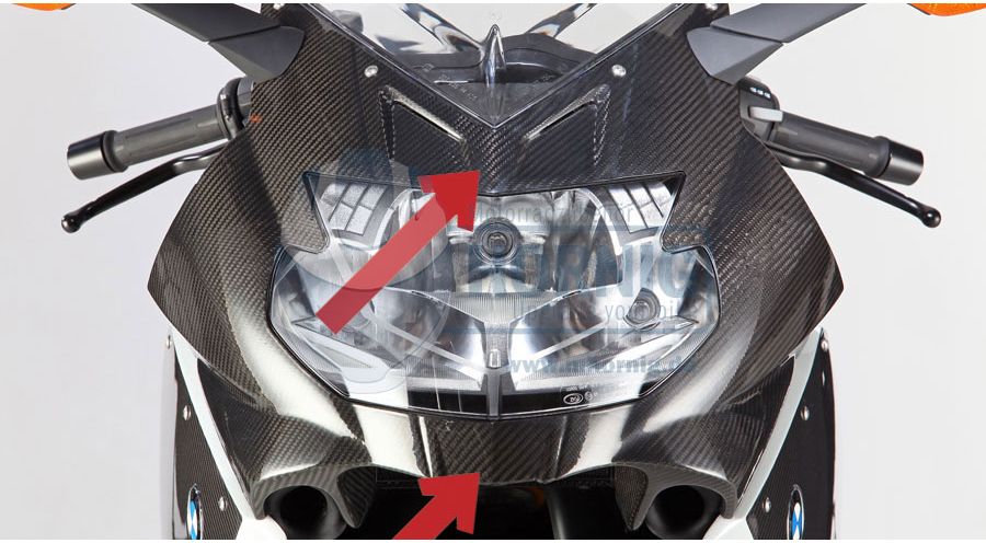BMW K1300S Protège tête de fourche avant sur le phare Carbone