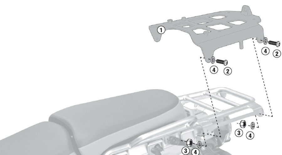 BMW R1200GS (04-12), R1200GS Adv (05-13) & HP2 Montage de la valise-Aluminium